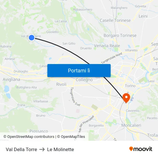 Val Della Torre to Le Molinette map