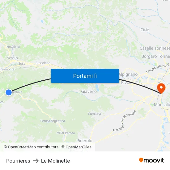Pourrieres to Le Molinette map