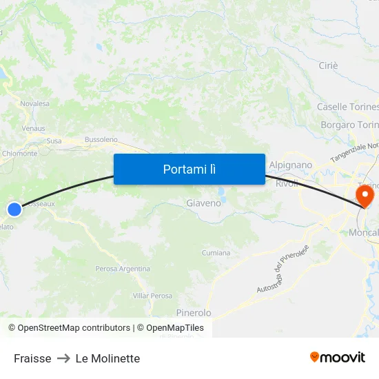 Fraisse to Le Molinette map