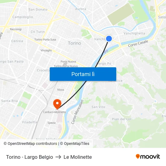 Torino - Largo Belgio to Le Molinette map
