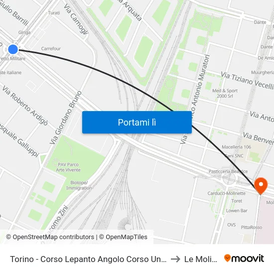 Torino - Corso Lepanto Angolo Corso Unione Sovietica to Le Molinette map