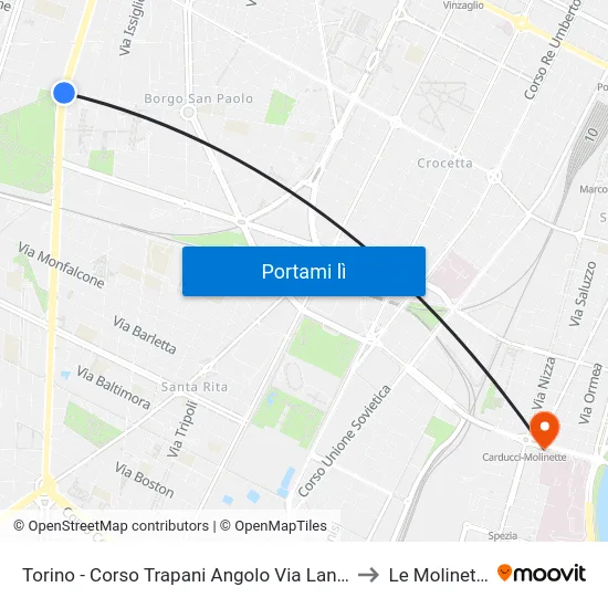 Torino - Corso Trapani Angolo Via Lancia to Le Molinette map