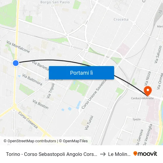 Torino - Corso Sebastopoli Angolo Corso Siracusa to Le Molinette map