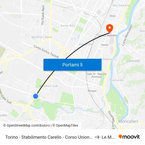 Torino - Stabilimento Carello - Corso Unione Sovietica - Strada Del Drosso to Le Molinette map