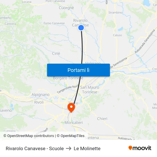 Rivarolo Canavese - Scuole to Le Molinette map