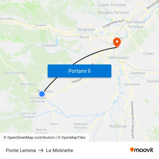 Ponte Lemina to Le Molinette map