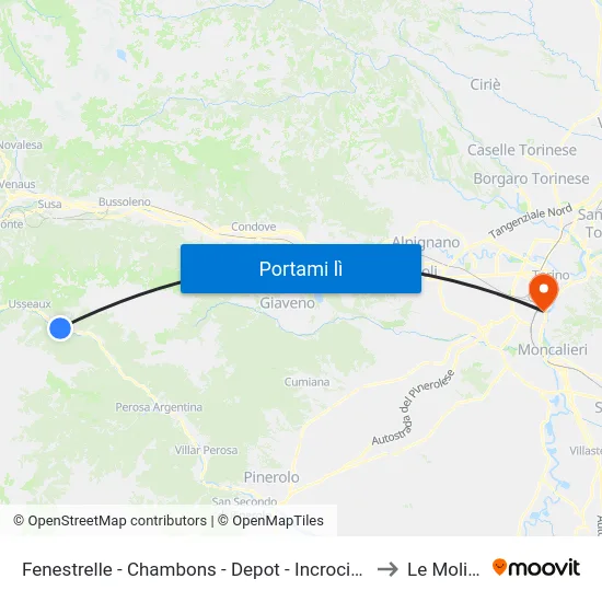 Fenestrelle - Chambons - Depot - Incrocio SS 23 - SP 172 to Le Molinette map