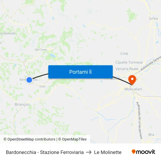 Bardonecchia - Stazione Ferroviaria to Le Molinette map