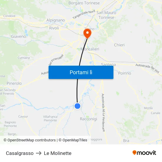 Casalgrasso to Le Molinette map