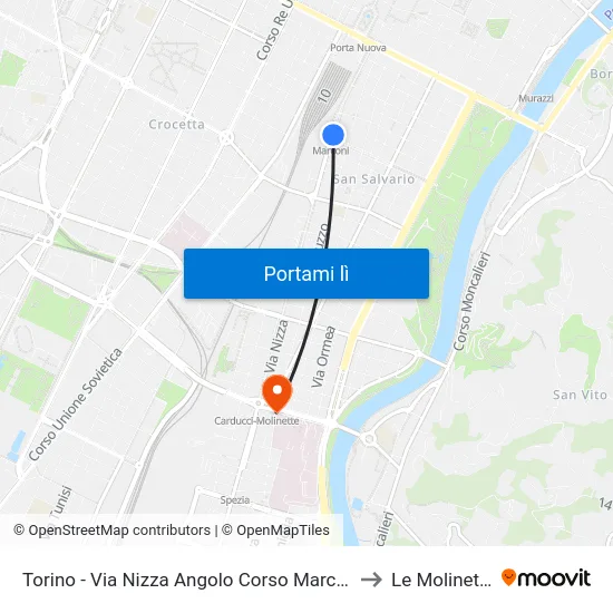 Torino - Via Nizza Angolo Corso Marconi to Le Molinette map
