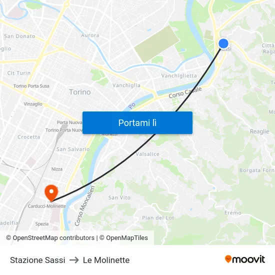 Stazione Sassi to Le Molinette map