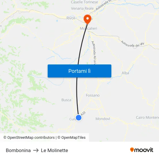 Bombonina to Le Molinette map