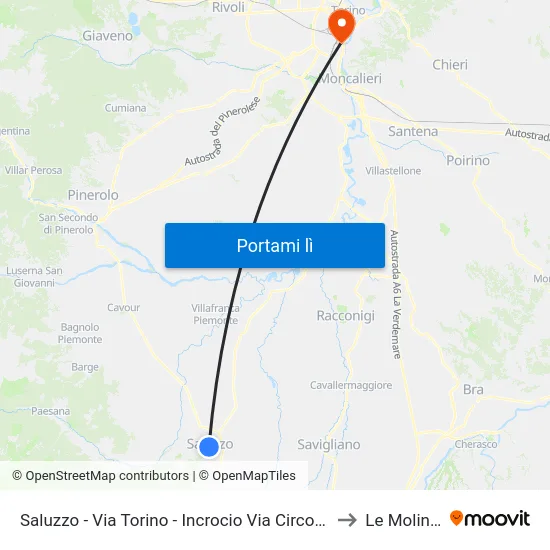 Saluzzo - Via Torino - Incrocio Via Circonvallazione to Le Molinette map