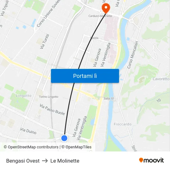 Bengasi Ovest to Le Molinette map