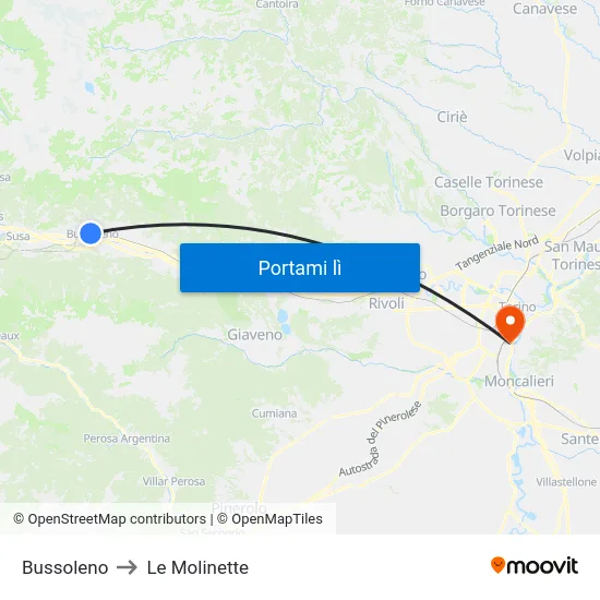 Bussoleno to Le Molinette map