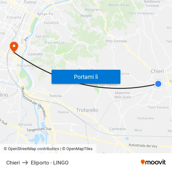 Chieri to Eliporto - LINGO map