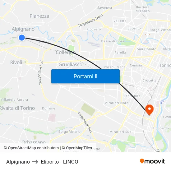 Alpignano to Eliporto - LINGO map