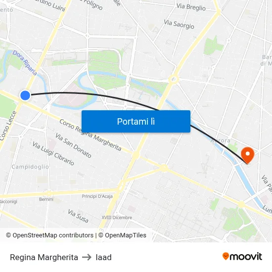 Regina Margherita to Iaad map