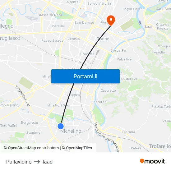 Pallavicino to Iaad map