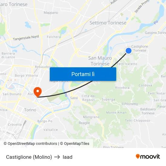 Castiglione (Molino) to Iaad map