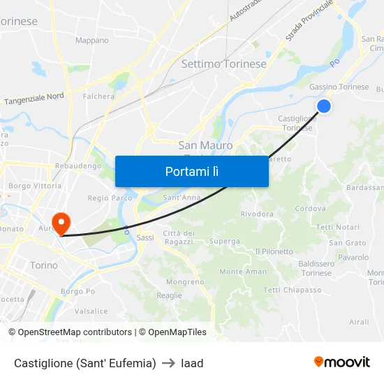 Castiglione (Sant' Eufemia) to Iaad map