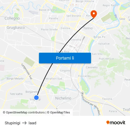 Stupinigi to Iaad map