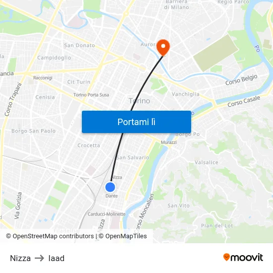 Nizza to Iaad map