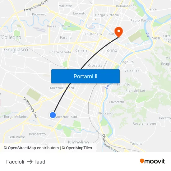 Faccioli to Iaad map