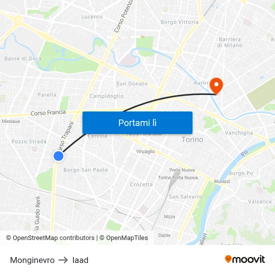 Monginevro to Iaad map