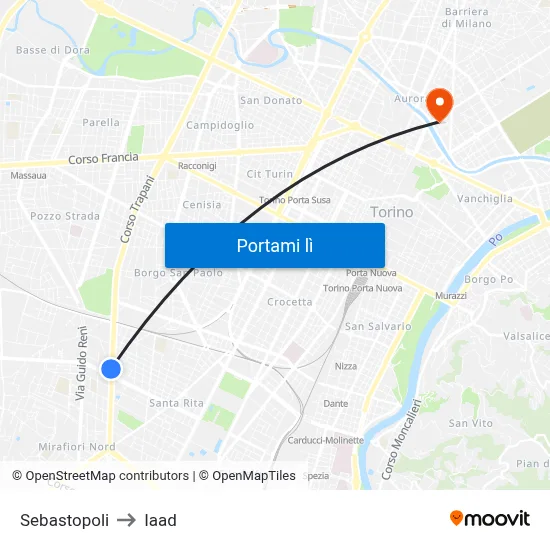Sebastopoli to Iaad map