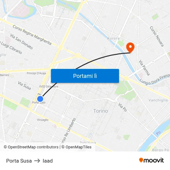 Porta Susa to Iaad map