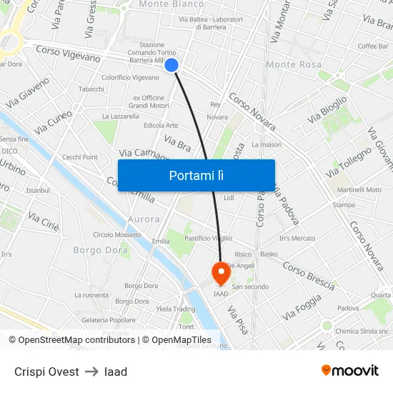Crispi Ovest to Iaad map
