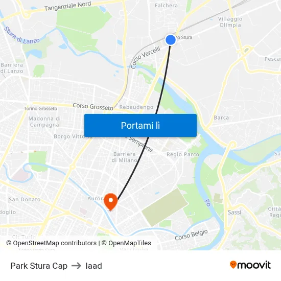 Park Stura Cap to Iaad map