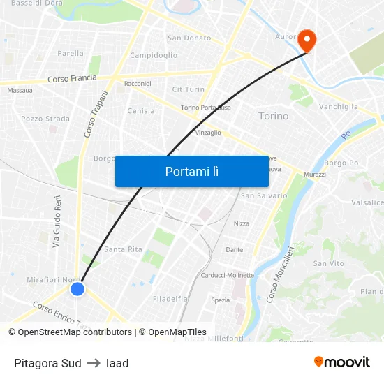 Pitagora Sud to Iaad map