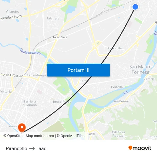 Pirandello to Iaad map