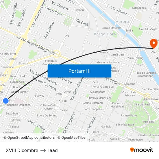 XVIII Dicembre to Iaad map