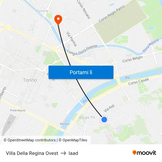 Villa Della Regina Ovest to Iaad map