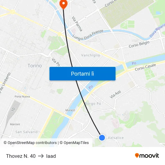 Thovez N. 40 to Iaad map