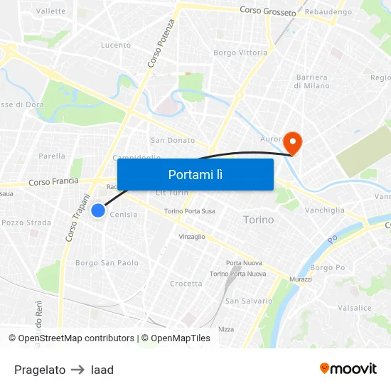 Pragelato to Iaad map