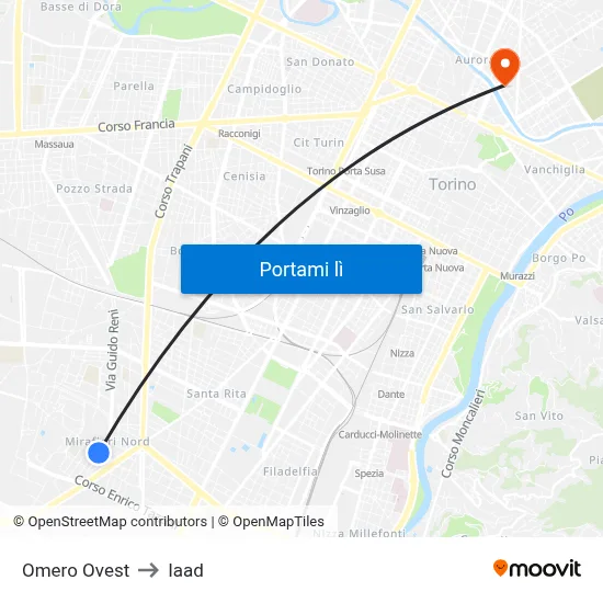 Omero Ovest to Iaad map