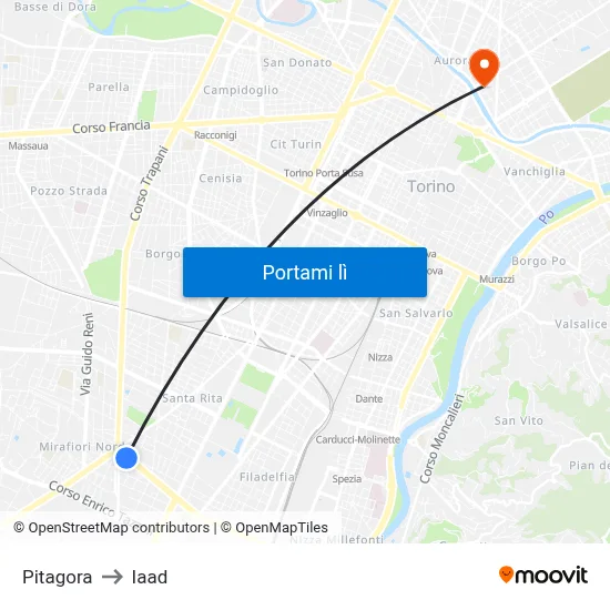 Pitagora to Iaad map