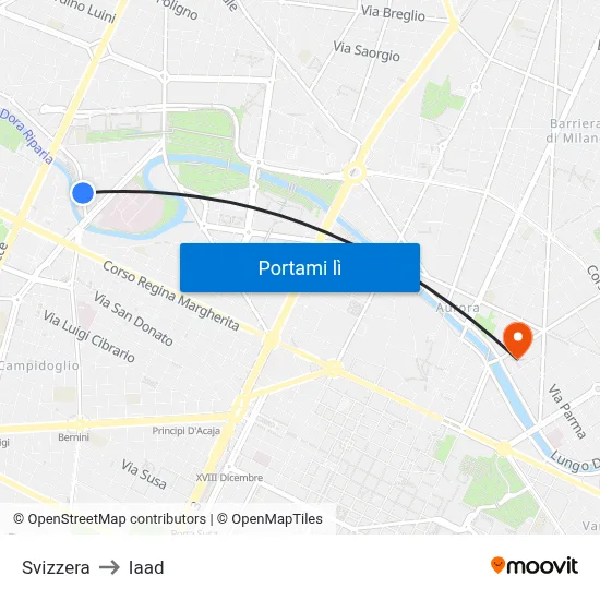 Svizzera to Iaad map