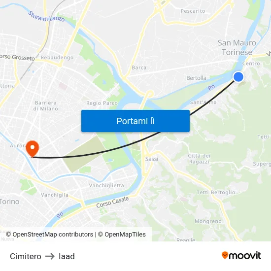 Cimitero to Iaad map