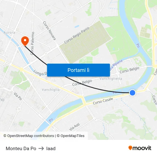 Monteu Da Po to Iaad map