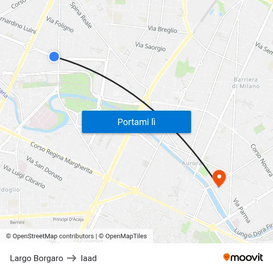 Largo Borgaro to Iaad map