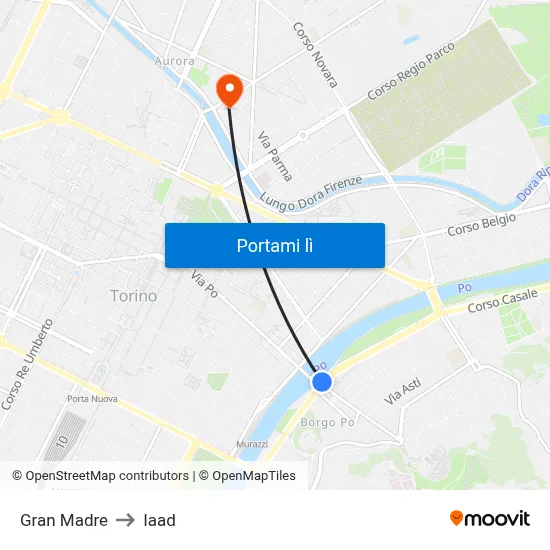 Gran Madre to Iaad map