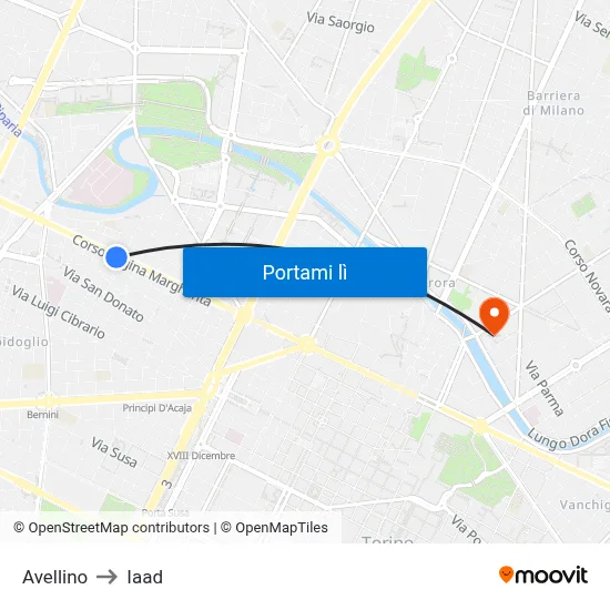 Avellino to Iaad map