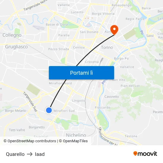 Quarello to Iaad map