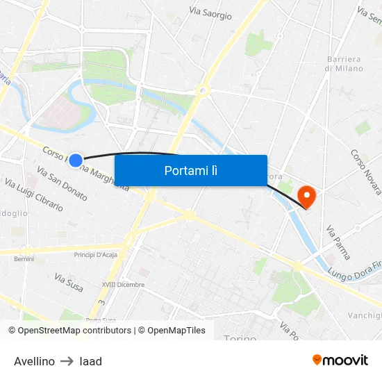 Avellino to Iaad map