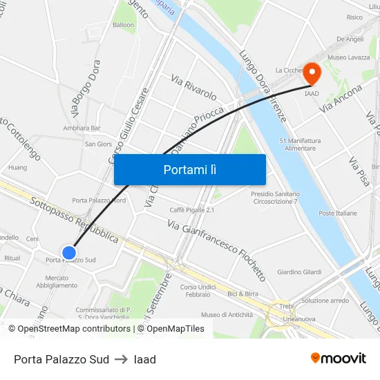 Porta Palazzo Sud to Iaad map